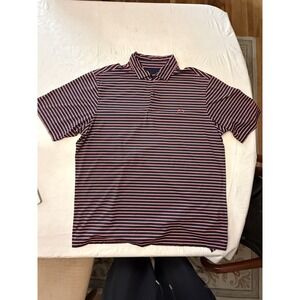 FG Tech Golf Polo Mens XL Fairway & Greene‎ Blue w Red/White Stripe